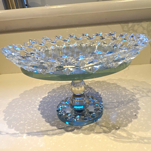 Clear faceted glass round - glass,