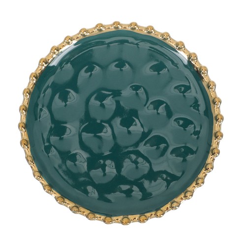 Dark green ceramic food plate - ceramic,