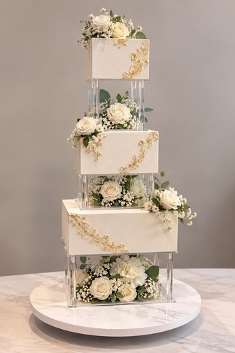 Acrylic square cake - square, raisers