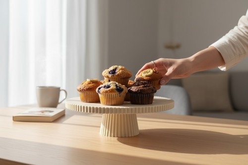 Ribbed cake stand cookie - ribbed,