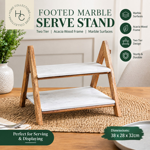 Footed marble serve - footed,